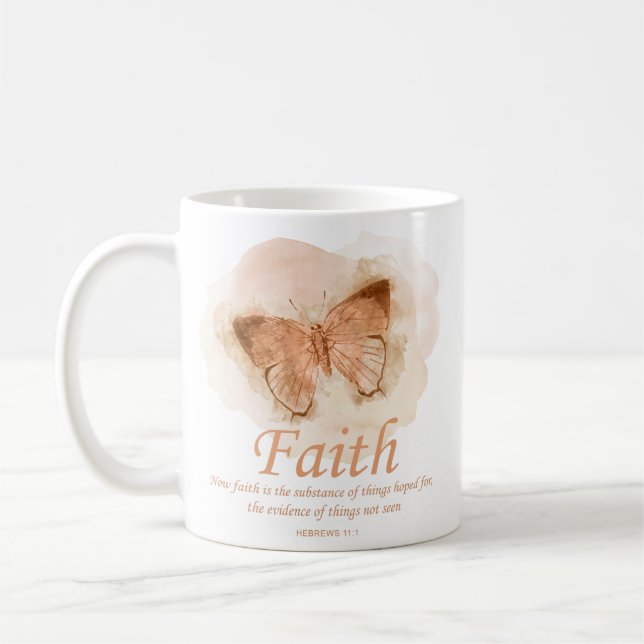 Mug La Bible chrétienne des femmes Verse Papillon :Foi (Gauche)