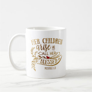 Mug La Bible chrétienne Verse Mères Ses Enfants Se Lèv