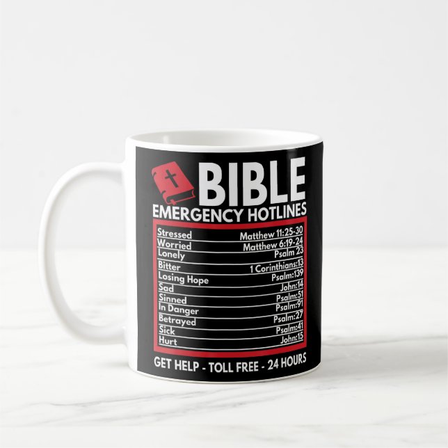 Mug La Bible numéros d'urgence Funny Christian Bible & (Gauche)