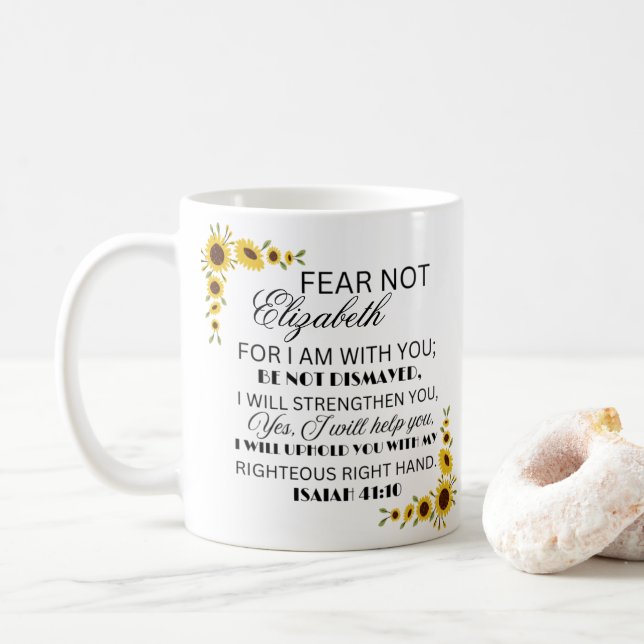 Mug La Bible préférée Verse Isaïe 41:10 Tournesol (Avec donut)