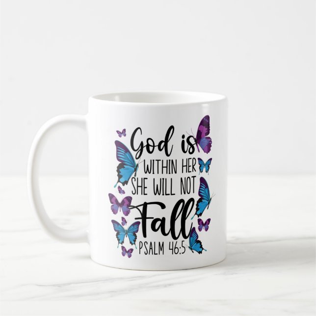 Mug La Bible Verse Dieu Est En Elle Elle Elle Ne Tombe (Gauche)
