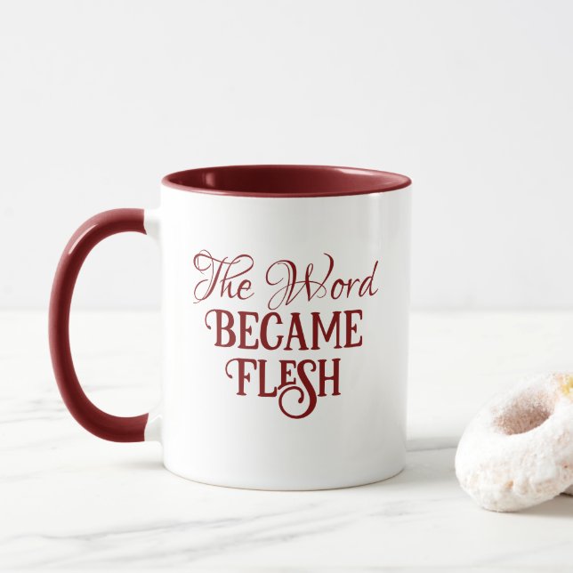 Mug La Bible Verse Evangile de Jean Christian Rouge (Avec donut)