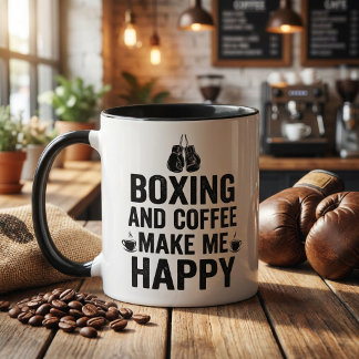Mug La boxe et le café me rendent heureux Funny Boxer