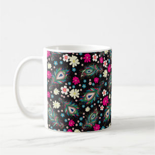 Mug La broderie paon plumes motif sans soudure. Classe