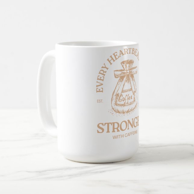 Mug La caféine alimente chaque battement de cœur (Devant gauche)