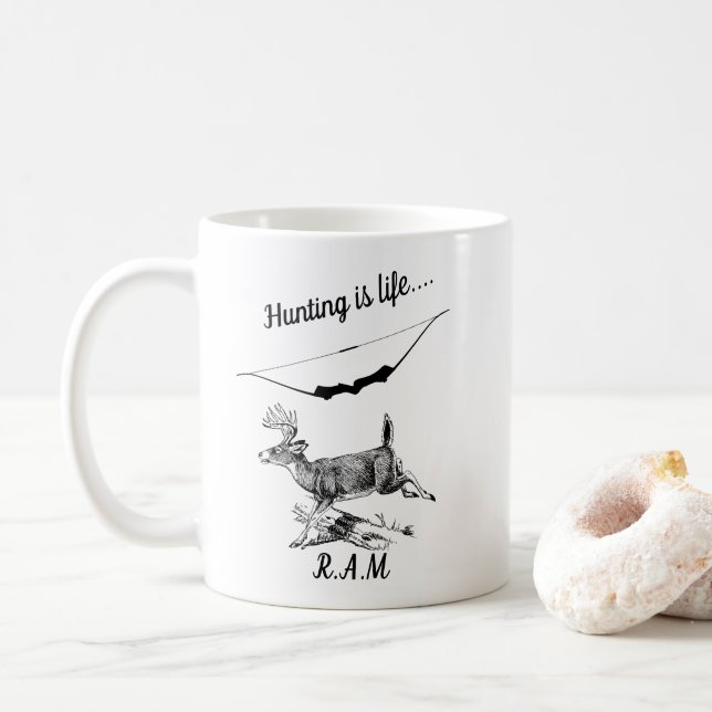 Mug La chasse personnalisée, c'est la vie 3 (Avec donut)