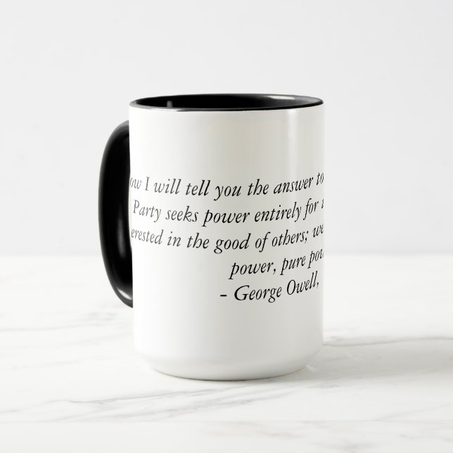 Mug La citation à partir de 1984 deux de George Orwell (Devant gauche)