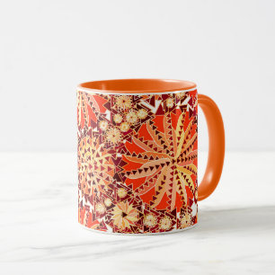 Mug La copie tribale de mandala, se rouillent orange