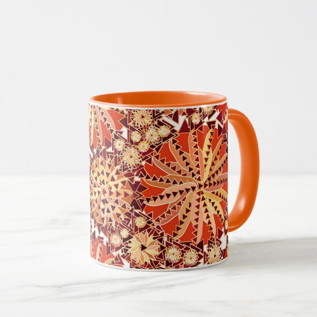 Mug La copie tribale de mandala, se rouillent orange (Devant droit)