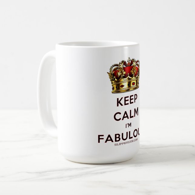Mug La couronne dorée rouge de SlipperyJoe reste calme (Devant gauche)