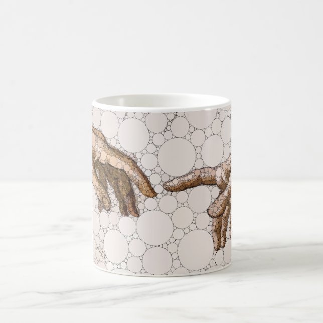 Mug La création d'Adam, mains par après Michel-Ange (Centre)