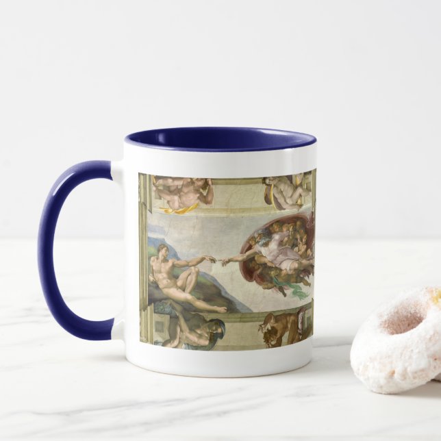 Mug La Création de l'Homme par Michel-Ange (Création d (Avec donut)