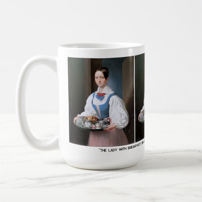 Mug La Dame avec petit déjeuner sur un plateau (Gauche)