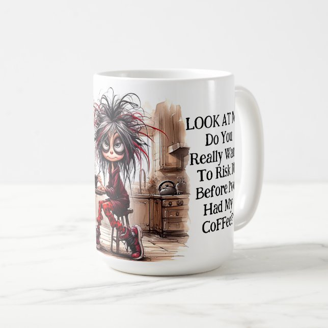 Mug La Dame du café excentrique Risque De La Musique (Devant droit)