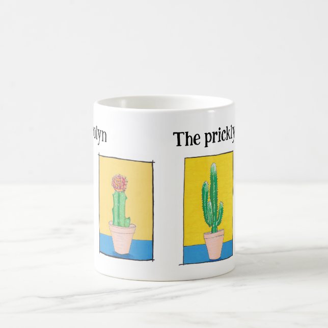 Mug La dame plante, les dessins de cactus, ton nom (Centre)