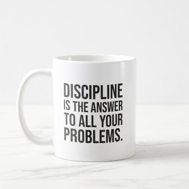 Mug La Discipline Est La Réponse, Gym, Hustle, Succès (Gauche)