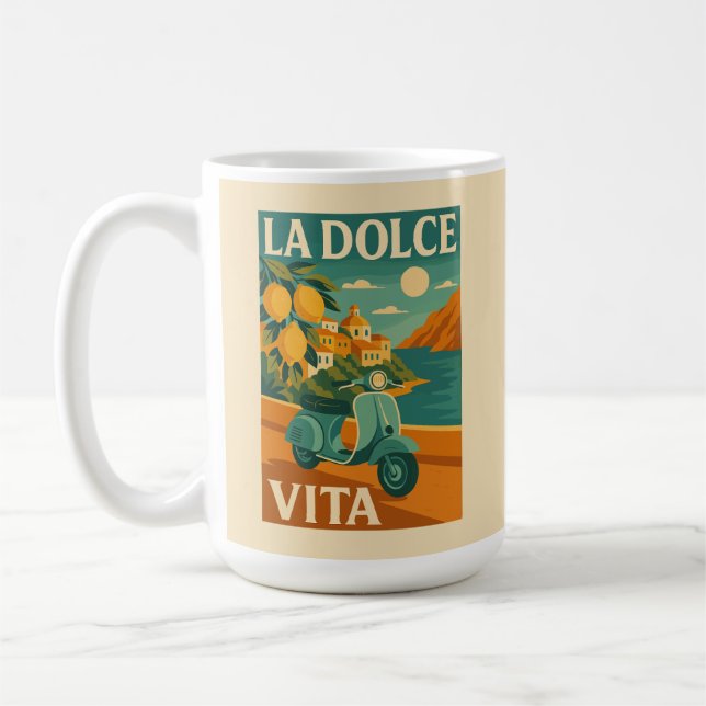 Mug La Dolce Vita - Retro Voyage de la côte italienne (Gauche)