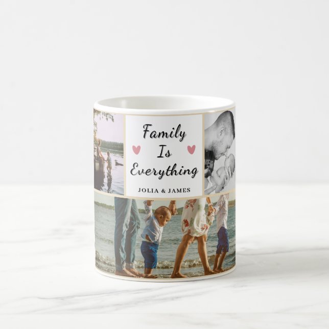Mug La Famille Est Tout - Personnalisé 5 Photo (Centre)