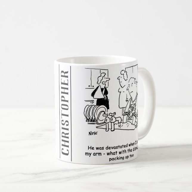 Mug La femme a cassé le bras, alors l'homme lave les p (Devant droit)