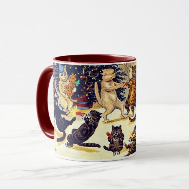 Mug La fête de Noël du chat, Louis Wain (Devant gauche)