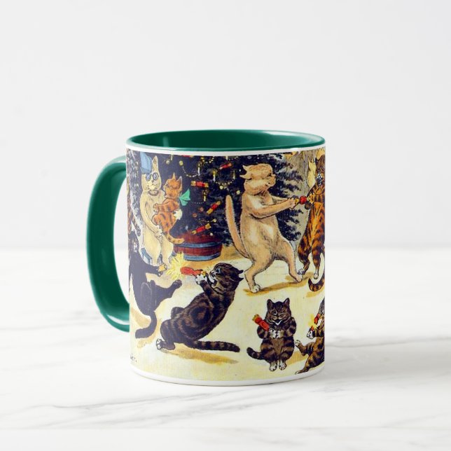 Mug La fête de Noël du chat, Louis Wain (Devant gauche)