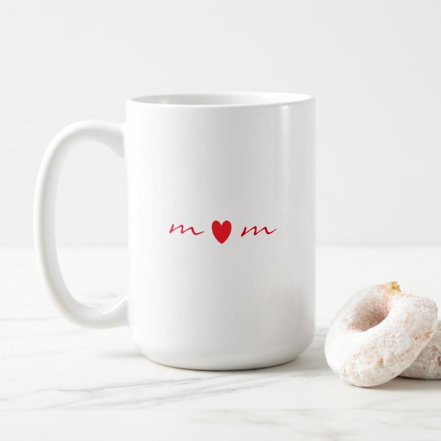 Mug La Fête des mères de maman offre un joli coeur rou (Avec donut)