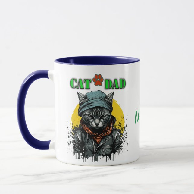 Mug La fête des pères - CAT DAD. Nom/message modifiabl (Gauche)
