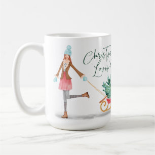 Mug La fille de Noël Lovin' Pulling Sleigh