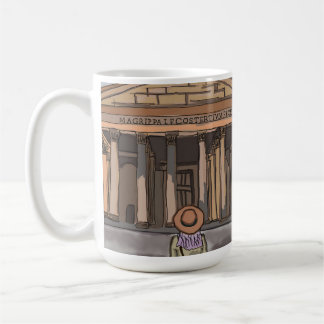 Mug La fille est assise devant le Panthéon à Rome.