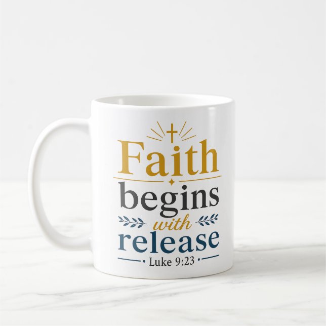 Mug La foi commence par le lâcher-prise Verset inspira (Gauche)