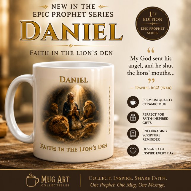 Mug La foi dans la fosse aux lions – Daniel 6:22 Écrit (Créateur téléchargé)