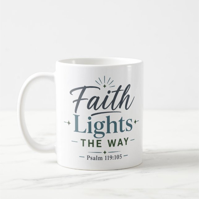 Mug La foi éclaire le chemin Citation de l'Écriture du (Gauche)