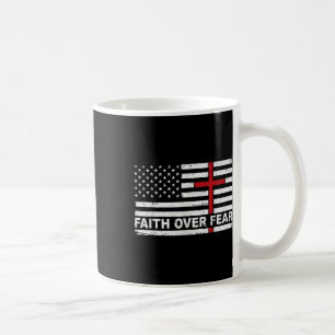 Mug La foi sur la peur nous Usa Drapeau Croix Américai