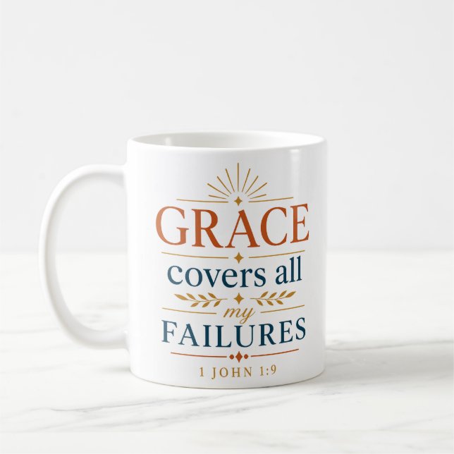 Mug La Grâce Couvre Tous Mes Échecs Typographie Chréti (Gauche)