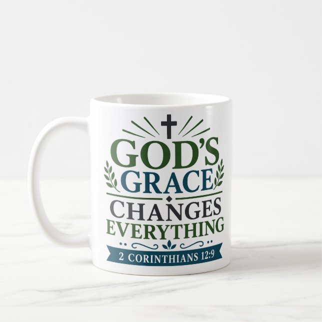 Mug La Grâce de Dieu Change Tout Classique Chrétien (Gauche)