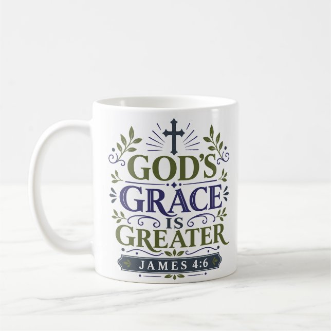 Mug La Grâce de Dieu Est Plus Grande Quotidien Dévoilé (Gauche)
