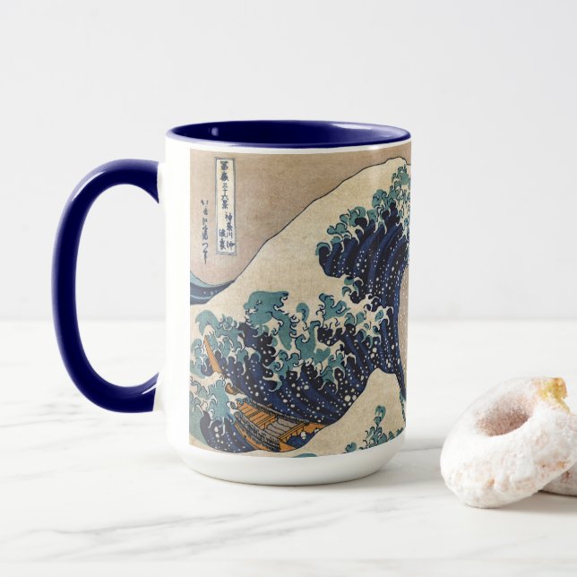 Mug La Grande Vague au large de Kanagawa (Avec donut)