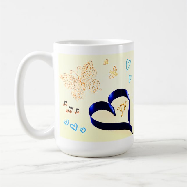 Mug La joie compte - Chat de musique - Papillon et abe (Gauche)