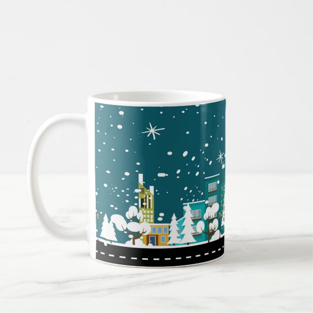 Mug La jolie scène d'hiver du centre-ville dans la nei (Gauche)
