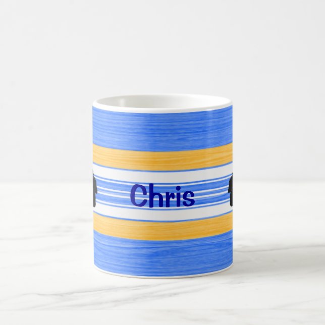 Mug La ketmie fleurit les rayures bleues (Centre)