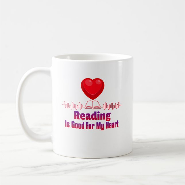 Mug La lecture est bonne pour mon coeur (Gauche)