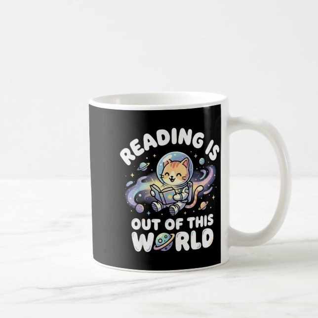 Mug La lecture est drôle de chats dans l'espace hors d (Droite)