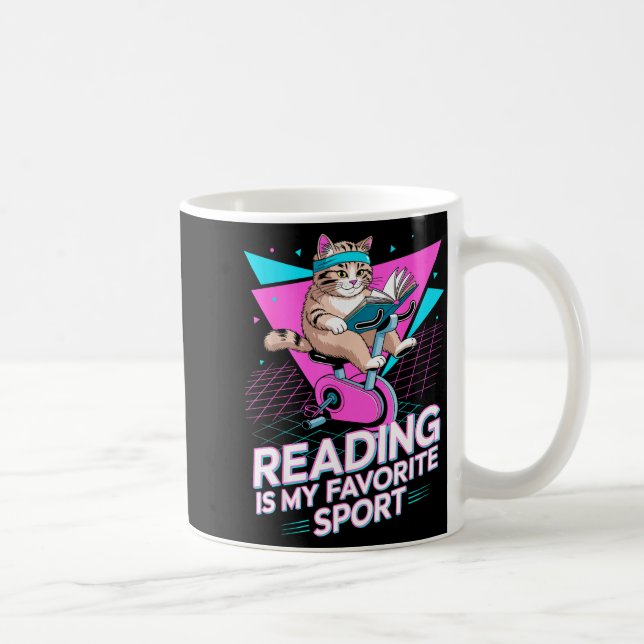 Mug La lecture est le sport préféré du chat drôle amat (Droite)