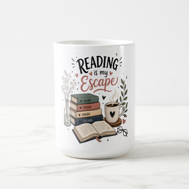 Mug La lecture est mon échappatoire - Esthétique amour (Centre)