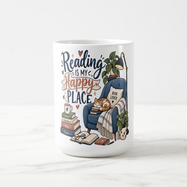 Mug La lecture est mon endroit heureux – Conception de (Centre)