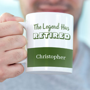 Mug La Légende A Retraité Green White Retraite