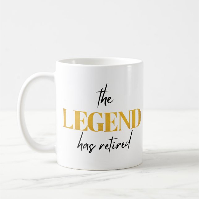 Mug La légende a retraité, noir et or (Gauche)