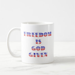 Mug La liberté est Dieu donné, blanc rouge et bleu