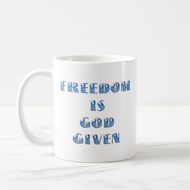 Mug La liberté est donnée par Dieu, bleu (Gauche)