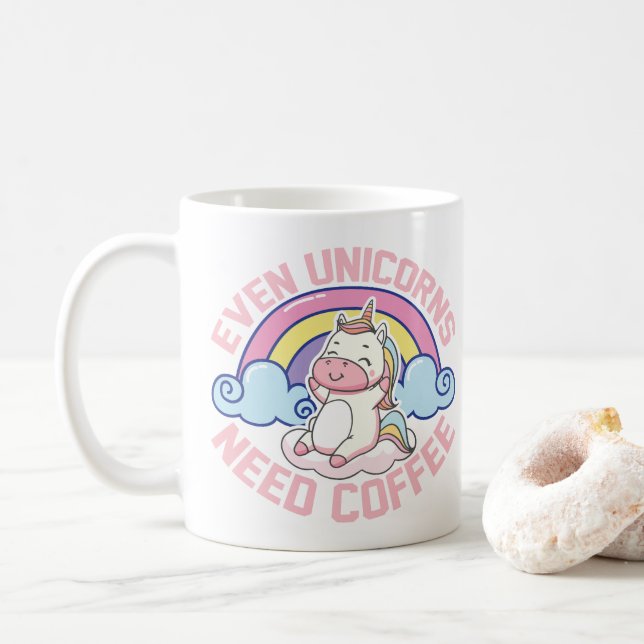 Mug La licorne a besoin de café (Avec donut)